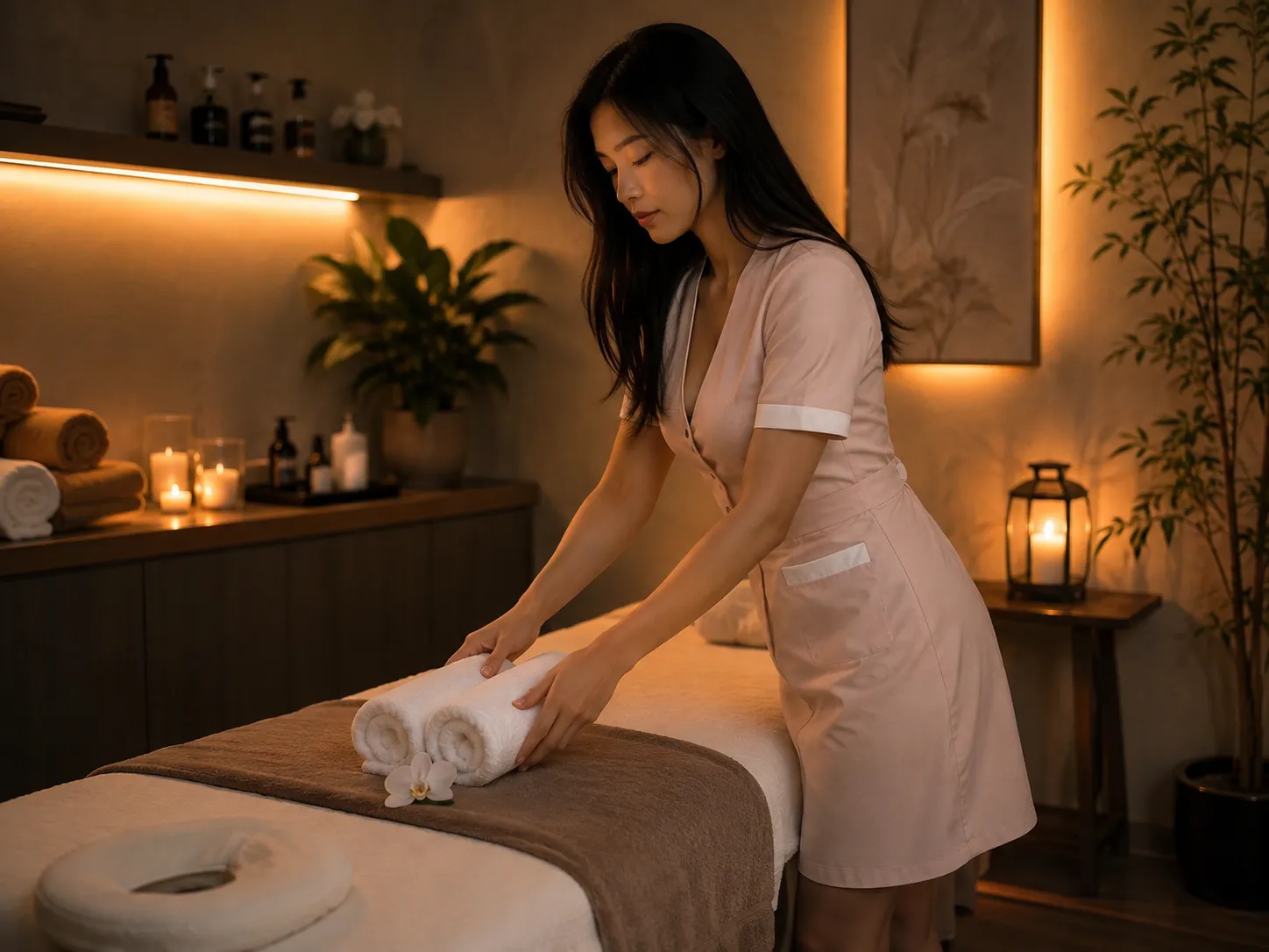Calm spa treatment room